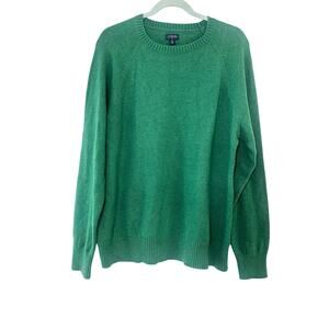 J.Crew Supersoft Lambswool Blend Crewneck Sweater Green Raglan - Men’s XL